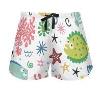 FRODOTGV Lovely Marine Life Hawaiian Fish Pajama Bottoms Womens Lounge Shorts for Workout Gym Running, XL