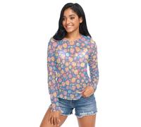 FRODOTGV Maglietta da donna a maniche lunghe in rete a maniche lunghe con dolce lecca-lecca colorata, taglia XL, Dolce Dolce Lollipop Candy, L