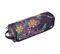 FRODOTGV Mardi Gras Carnevale Perline Fiori Hot Hair Tools Borsa da viaggio e tappetino resistente al calore con cerniera Portatile Travel Essentials Impermeabile Portatile Aperto Piatto Borsa da