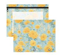 FRODOTGV Marigold Flowers Blue Pencil Bag Pouch Portable Storage Bag per 3 anelli Raccoglitore 2 Pack Insegnante Scuola Forniture