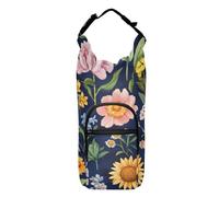 FRODOTGV Marsupio per bottiglia d'acqua con fiori gialli primaverili blu navy funzionale isolato portabottiglie per acqua a corpo incrociato per bottiglie da 60/61/81/1,134 ml