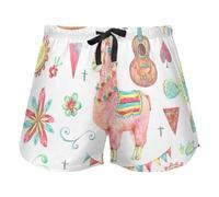 FRODOTGV Mexican Watercolor Pattern Sun Cactus Women Lounge Shorts Pajama Bottoms Workout Yoga Elastic Waist Drawstring,S