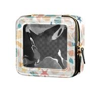 FRODOTGV Mini borsa trasparente per trucchi natalizia con fiocchi di neve per ragazze e donne custodia per cosmetici da viaggio, Conchiglie diverse forme e stelle marine, Taglia unica