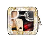 FRODOTGV Mini trousse da viaggio impermeabile con foglie astratte rosa pallida color oro, Foglie astratte rosa pallido oro, 1 Size