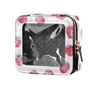 FRODOTGV Mini trousse trasparente con farfalle su sfondo bianco e rosa, piccola trousse per articoli da toeletta per smalti per unghie per ragazze e donne, Acquerello Berry Lampone, 1 Size