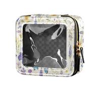 FRODOTGV Mini trousse trasparente con farfalle su sfondo bianco e rosa, piccola trousse per articoli da toeletta per smalti per unghie per ragazze e donne, Wild Summer Rustico Fiori Cottage Farfalla