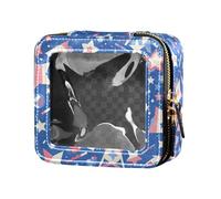 FRODOTGV Mini trousse trasparente con fiori di ciliegio per la cura della pelle e smalto per ragazze, 4 luglio American Independence Day Acquerello, Taglia unica