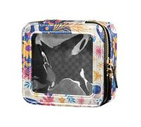 FRODOTGV Mini trousse trasparente con fiori di ciliegio per la cura della pelle e smalto per ragazze, Astronauti Costellazioni Pianeti, 1 Size