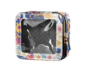 FRODOTGV Mini trousse trasparente con fiori di ciliegio per la cura della pelle e smalto per ragazze, Astronauti Costellazioni Pianeti, 1 Size