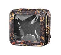 FRODOTGV Mini trousse trasparente con stelle neon colorate alla moda hawaiana per ragazze contenitori cosmetici per la cura della pelle, Seamless Pattern Con Foglie Stampe, Taglia unica