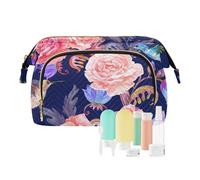 FRODOTGV Moda Texture Bouquet Belle Rose Rosa Blu Trucco Sacchetto Impermeabile Caso Cosmetico Sacchetto di Trucco Delle Donne Borsa Cambia Monete, Moda Texture Bouquet Belle Rose Rosa Blu, 1 Size