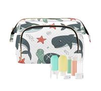 FRODOTGV Modello senza cuciture su tema marino Killer borsa da viaggio borse cosmetiche da viaggio organizzatori chiave di carta cerniera donna moneta, seamless, modello, su, tema marino, killer, 1