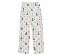 FRODOTGV Natale bianco alberi colorati fiocchi di neve stelle ragazzi jogger pigiama pantaloni lunghi comodi pantaloni della tuta interni con tasche, Alberi colorati bianchi di Natale fiocchi di neve