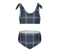 FRODOTGV Natale Blu Navy Plaid Modello Ragazze 2 Pezzi Bambini Bikini Set Girocollo Costume Da Bagno Costumi Da Bagno Carino Tracolla, Motivo natalizio blu navy scozzese, 3 anni