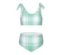 FRODOTGV Natale verde chiaro plaid modello ragazza 2 pezzi bikini set spiaggia costumi da bagno costumi da bagno carino tracolla, Motivo scozzese verde chiaro di Natale, 4 anni