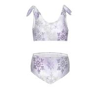 FRODOTGV Natale Viola Fiocco di Neve Modello Ragazza Due Pezzi Bikini Set Spiaggia Costume Da Bagno Swimwear Cinghia, Motivo natalizio viola con fiocco di neve, 3 anni