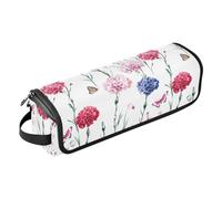 FRODOTGV Nature Garofani Borsa da viaggio per strumenti per capelli caldi bianchi e tappetino resistente al calore Custodia da viaggio portatile per utensili caldi e accessori per la cura dei capelli