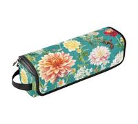 FRODOTGV Nature Lily Borsa da viaggio per strumenti per capelli rosa caldo e tappetino resistente al calore con cerniera da donna rimovibile per strumenti caldi ferri piatti volumizzatore per capelli