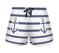FRODOTGV Navy Blue Striped Rope And Ocean Women's Pajama Bottoms Casual Workout Pantaloncini Palestra Running Pantaloncini, S