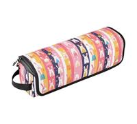 FRODOTGV Neonati Coniglio Orso Candy Donut Bubble pittura a olio Curling Iron Custodia da viaggio per le donne, rimovibile a doppio strato custodia da trasporto con tappetino in ferro per ferro da
