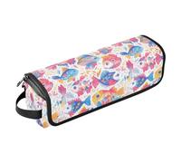 FRODOTGV Neonati Coniglio Orso Candy Donut Bubble pittura a olio Curling Iron Custodia da viaggio per le donne, rimovibile a doppio strato custodia da trasporto con tappetino in ferro per ferro da