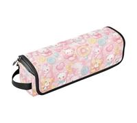 FRODOTGV Neonati Coniglio Orso Candy Donut Bubble pittura a olio Curling Iron Custodia da viaggio per le donne, rimovibile a doppio strato custodia da trasporto con tappetino in ferro per ferro da