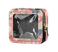 FRODOTGV Nero e Bianco Evil Eyes Impermeabile Trasparente Piccola Borsa Trucco per Ragazze Donne Caso Cosmetici Viaggio Toiletry Pouch, Buon Natale Foglie Invernali Fiocchi, Taglia unica