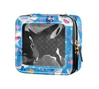 FRODOTGV Ocean Shark Masco Borsa per il trucco trasparente impermeabile per ragazze donne organizer cosmetici portatile borse da toilette, Maschera Squalo Oceano, Taglia unica