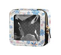 FRODOTGV Ocean Shark Masco Borsa per il trucco trasparente impermeabile per ragazze donne organizer cosmetici portatile borse da toilette, Merry Christmas - Fiocchi di neve multicolore, Taglia unica