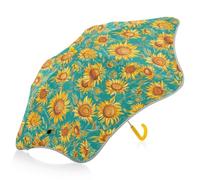 FRODOTGV Ombrello retrò girasoli per bambini, protezione da pioggia, sole e vento, con striscia riflettente, ombrello da viaggio con manico a gancio facile da tenere in mano