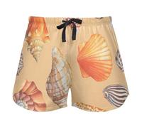 FRODOTGV Orange And Brown Seashells Marine Starfish Women's Lounge Shorts Pajama Bottoms Yoga Esercise Elastic Waist Drawstring,S