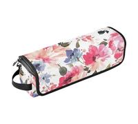 FRODOTGV Organizer 2 in 1 per strumenti di riscaldamento, borsa da viaggio con cuscinetto resistente al calore, per ferro arricciacapelli, asciugacapelli piatto, illustrazione ad acquerello con fiori,