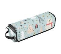 FRODOTGV Organizer 2 in 1 per strumenti per capelli, a doppio strato, custodia da viaggio per donne, per ferri da stiro, piastre e arricciacapelli, motivo: orsetto natalizio invernale, Inverno Natale