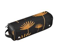 FRODOTGV Organizer 2 in 1 per strumenti per capelli, da donna, con tappetino resistente al calore, sfondo nero con fiori dorati, per raddrizzatori, ferro arricciacapelli, asciugacapelli, Fiori Dorati