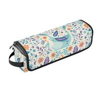 FRODOTGV Organizer 2 in 1 per strumenti per capelli, ferro arricciacapelli, da viaggio, accessorio da viaggio per ferro arricciacapelli, asciugacapelli piatto, fiori, erba, uccelli, azalee, blu,