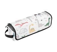 FRODOTGV Organizer 2 in 1 per strumenti per capelli, grande capacità, organizer e tappetino resistente al calore con cerniera per ferro da stiro piatto e accessori per la cura dei capelli, dinosauri