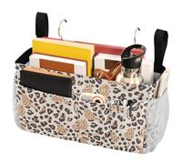 FRODOTGV Organizer da appendere al comodino con stampa leopardata con grandi tasche e portabottiglie per casa, dormitorio, letto a castello