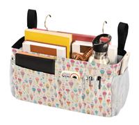 FRODOTGV Organizer da comodino con grandi tasche e portabottiglie da appendere, per comodino, mensola per letto a castello, contenitore per casa, dormitorio, castello a righe gelato