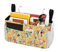 FRODOTGV Organizer da comodino con grandi tasche e portabottiglie per casa, dormitorio, cuccetta astratto acquerello disegnato a mano