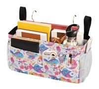FRODOTGV Organizer decorativo da appendere al comodino con grandi tasche e portabottiglie per cuccetta, letti d'ospedale, dormitorio universitario, sponde per lettini per bambini, campeggio