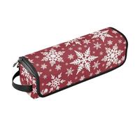 FRODOTGV Organizzatore per strumenti per capelli 2 in 1 con motivo natalizio con fiocchi di neve rosso e bianco, con tappetino rimovibile resistente al calore, custodia per il trasporto, organizer per