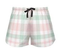 FRODOTGV Pale Pink Plaid Donna Pajama Bottoms, Pantaloncini da allenamento con Pockets per Yoga Running, L
