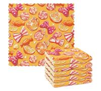 FRODOTGV Panni riutilizzabili in microfibra per la pulizia della cucina, confezione da 6 stracci assorbenti per bagno, caramelle Happy Halloween per il giorno di tutti i santi, 28 x 28 cm