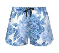 FRODOTGV Pantaloncini blu del pigiama delle rose del modello di colore con le tasche per le donne che corrono palestra, Motivo floreale blu con piante grasse, XXL