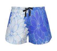 FRODOTGV Pantaloncini blu del pigiama delle rose del modello di colore con le tasche per le donne che corrono palestra, Dalia Blu, S