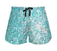 FRODOTGV Pantaloncini blu del pigiama delle rose del modello di colore con le tasche per le donne che corrono palestra, Blu Scintillante, XL