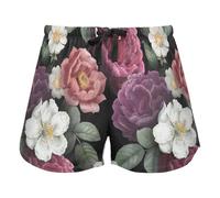 FRODOTGV Pantaloncini blu del pigiama delle rose del modello di colore con le tasche per le donne che corrono palestra, Fiore blu., M