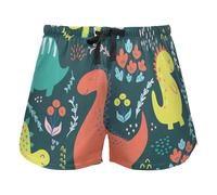 FRODOTGV Pantaloncini da allenamento da donna Carino Koala Buona Notte Modello Blu Grigio Pantaloncini Pigiama Running Allenamento Pantaloncini di Cotone, Dinosauri disegnati a mano carino verde, XXL
