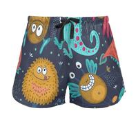 FRODOTGV Pantaloncini da allenamento da donna colorati con elefanti decorati mandala pigiama pantaloncini yoga corsa con tasche pantaloncini, Mostri divertenti colorati, L
