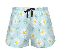 FRODOTGV Pantaloncini da pigiama da donna bohémien con elastico in vita con coulisse per allenamento, Margherita floreale botanica, L